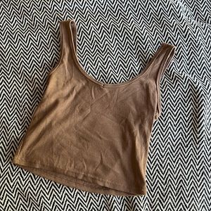 Tan ribbed crop top